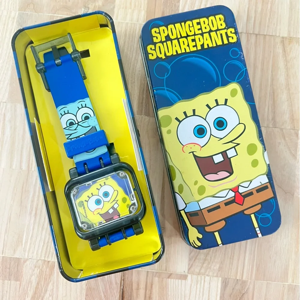 Nickelodeon SpongeBob Square Pants digital watch and tin NEW BATTERY